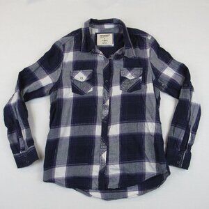 Arizona Jean Juniors Size Medium Purple Plaid Flannel Snap Shirt Western